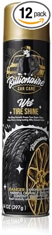 Billionaire Tire Shine Wet tire Shine 12 Pack 1 Can 14 oz Spraying Maximum Protection Fast Dry Shine Wheels Tire Care Long Lasting Rain Resistant tire Rubber Moulding Bumpers – Car Detailing (12)…
