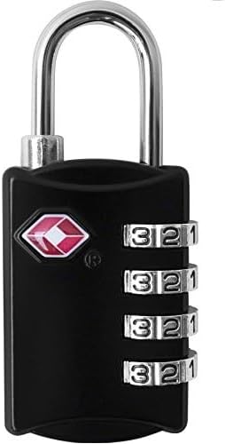 Luggage Locks TSA Approved (1 Pack), 4-Digit TSA Locks for Luggage, Locker, Suitcase, Backpack, School Bag, & Travel Bag - Portable, Rust-Resistant, & Secure Combination Lock, Black