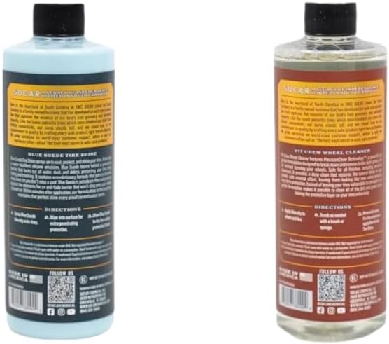 Clean Wheel Combo - Blue Suede Tire Shine and Wheel Cleaner Set, Professional Car Care Kit with Spray Bottles (128 oz)