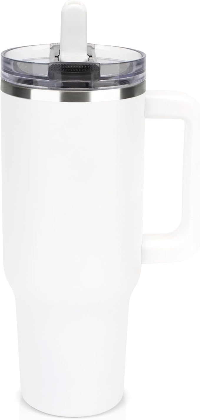 Sursip 40 oz Tumbler with Handle and Flip Straw, 100% Leakproof Lid Insulated Cup Stainless Steel Water Bottle for Cold Drinks Travel Mug, BPA-Free, Dishwasher Safe