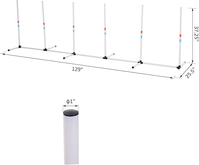 PawHut Adjustable Dog Agility Training Obstacle Set with Weaves Poles and Storage Bag