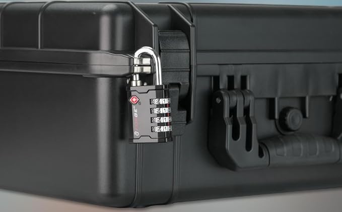 FFORGE 4-Digit TSA Approved Travel Locks – TSA008 Key System, Key Duplication Impossible, Heavy-Duty Combination Padlock for Travel, Gym, Pelican Case. Black 1 Lock.