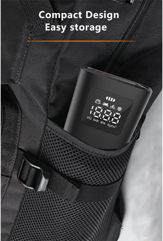 Air Compressor Portable Tire Inflator, 9000mAh Electric Air Pump, 150PSI Bike Pump Cordless Fast Inflate with Pressure Gauge & LED Light & LCD Display for Cars, Bikes, Balls, Motorcycles,Yellow