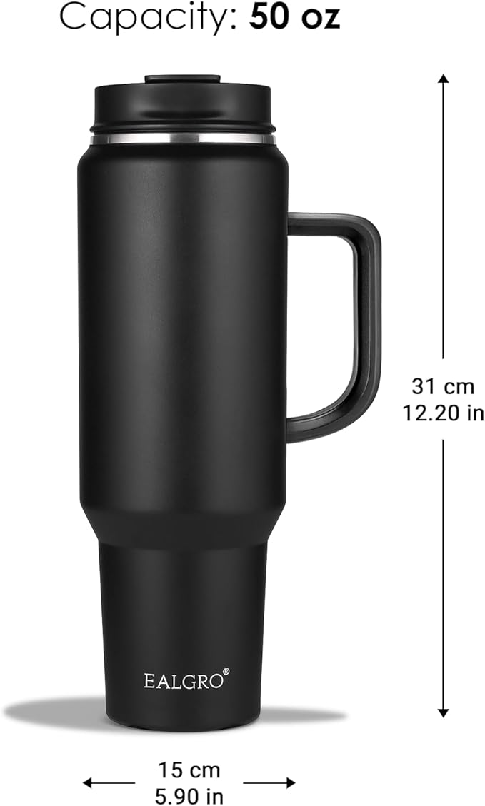 50 oz Tumbler with Handle, Insulated Tumblers with Lid and Straw, Large Metal Sports Water Bottle Jug, Thermal Stainless Steel Travel Coffee Mug Cup, Lavender