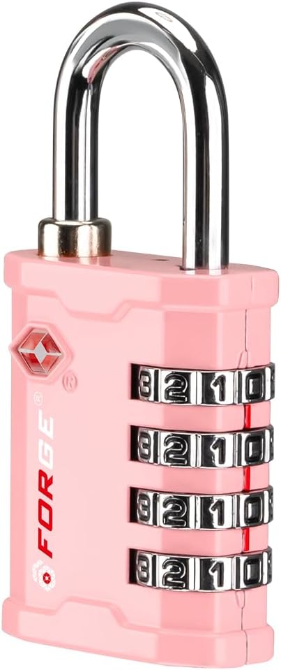 FORGE 4 Digit 17067 TSA Approved Combination Lock, Great for Tool Box and Case Lock, Combination Padlock for Travel, Pink 1 Lock.