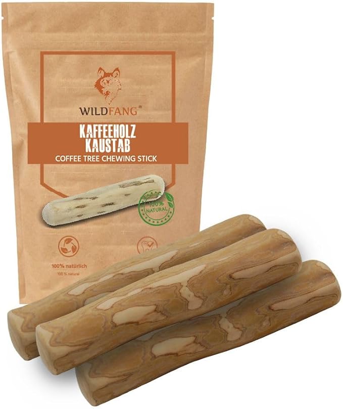 Wildfang® Coffee Wood Dog Chew, XXS - Tough Chew Toys for Aggressive Chewers, Dog Teething Toys for Puppies, Training for Chewing Muscles, Coffee Tree Sticks for XX-Small Dogs (Under 11 lbs) Pack of 3
