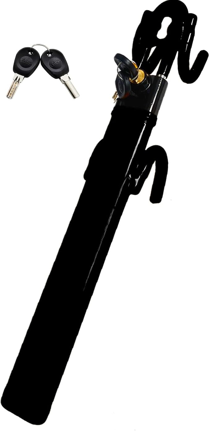 Dodomes Steering Wheel Lock Anti-Theft Heavy Duty Secure Car Device, Adjustable Length Clamp Double Hook Locks Universal Fit (Black)