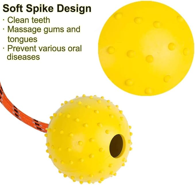 2 Pack Dog Ball, K9 Ball on Rope for Reward, Fetch, Play (6cm)