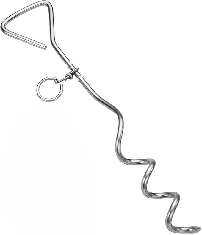 Dog Tie Out Stake, Durable 16 Inch Spiral Anchor for Outdoor Tethering, Rust Resistant and Easy to Install, Suitable for Puppies to Adult Dogs