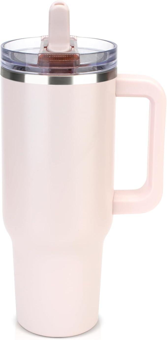 Sursip 40 oz Tumbler with Handle and Flip Straw, 100% Leakproof Lid Insulated Cup Stainless Steel Water Bottle for Cold Drinks Travel Mug, BPA-Free, Dishwasher Safe