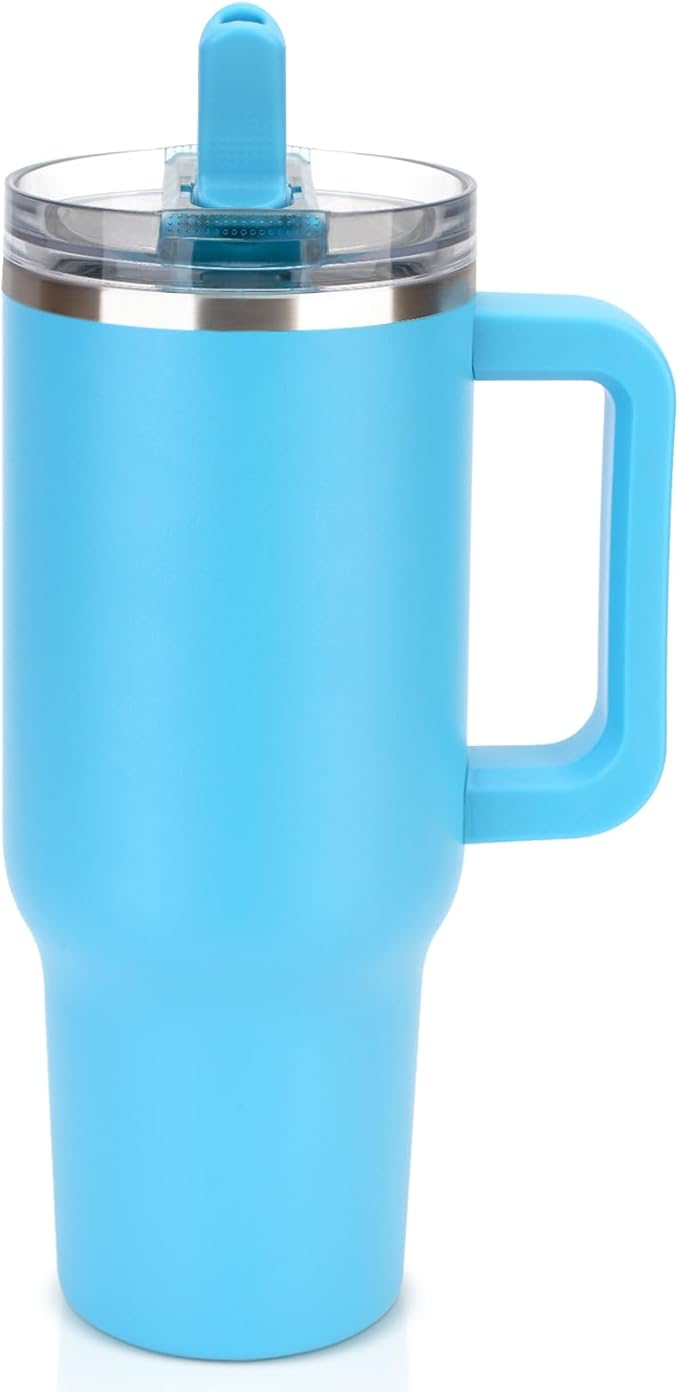 Sursip 40 oz Tumbler with Handle and Flip Straw, 100% Leakproof Lid Insulated Cup Stainless Steel Water Bottle for Cold Drinks Travel Mug, BPA-Free, Dishwasher Safe