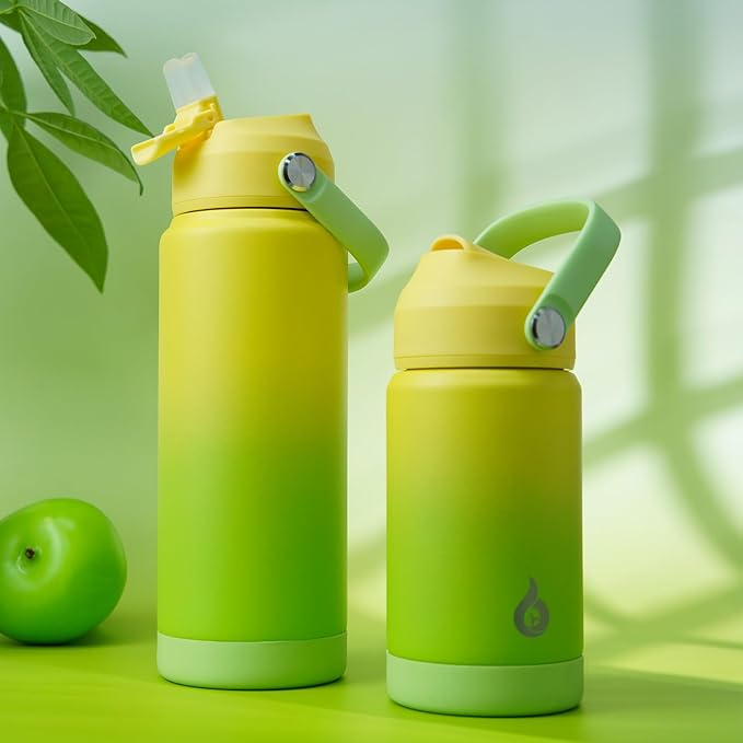 BJPKPK Water Bottle with Straw Lid, 24oz Vacuum Insulated Water Bottles, Metal Stainless Steel Thermo for Sports, Travel, BPA Free Leak Proof Thermo, Cups, Flasks, Tumblers,Green