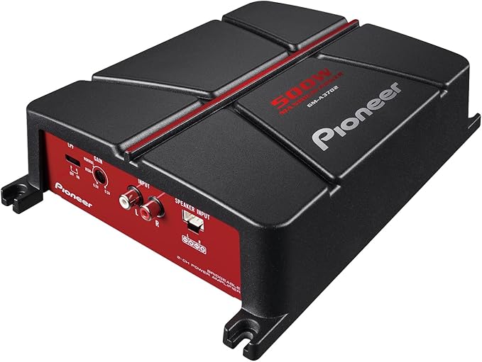 Pioneer GM-A3702 2-Channel Car Amplifier – 500W Max, Class AB, Bridgeable Design, Automatic Signal Sensing and Turn-on, Built-in high-/Low-Pass Filter