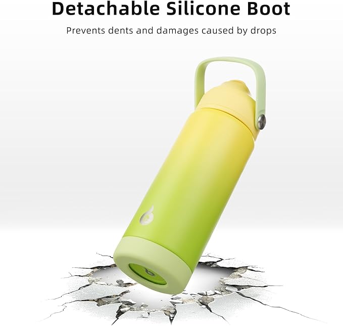 BJPKPK Insulated Water Bottle with Straw Lid, 18oz Thermo Water Bottles, Flex Handle & Non-slip Boot, BPA Free Leak Proof Stainless Steel Metal Thermo, Tumblers, Cups,Fresh Green