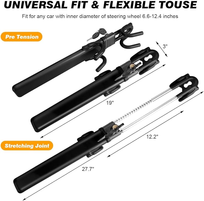 Car Steering Wheel Lock Anti-Theft Device,Black Car Lock Steering Wheel Lock Heavy Duty Anti Theft Car Device with Key