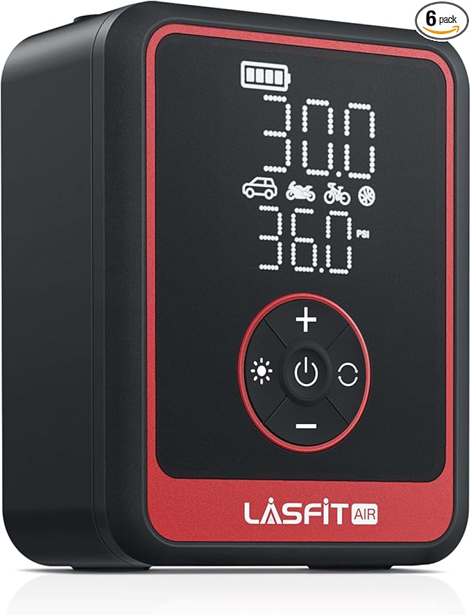 LASFIT CR1 Pro Tire Inflator Portable Air Compressor [3X Fast Inflation] 150PSI Air Pump for Car Tires Electric Tire Inflator with Digital Pressure Gauge, Smart Auto Stop for SUV, Sedan, Motorcycle