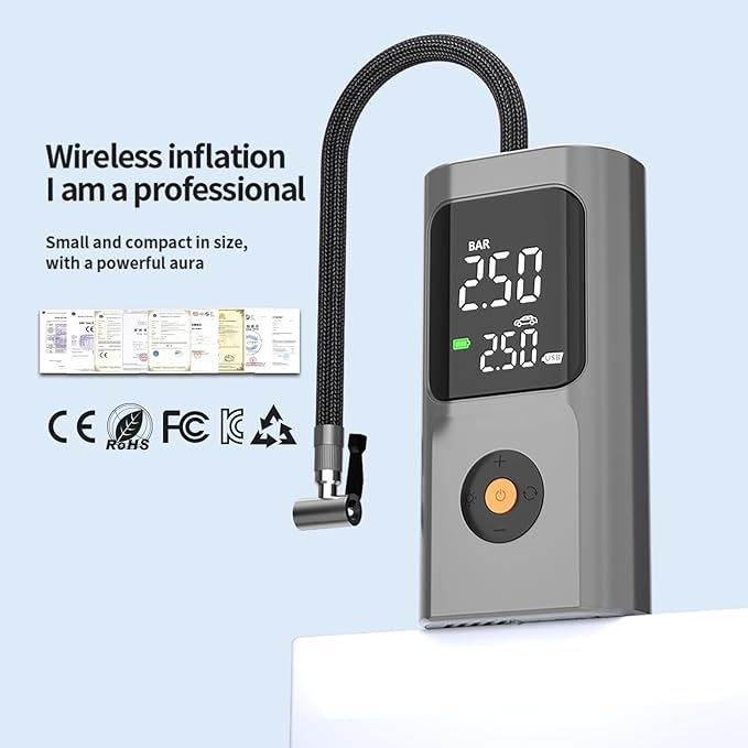 PARDUS Tire Inflator Portable Air Compressor, 150PSI Air Pump For Car Tires with Digital Pressure Gauge, Bike Tire Pump with LED Light and Auto Shut-Off Function for Car, Motorcycle, Bicycle, Balls