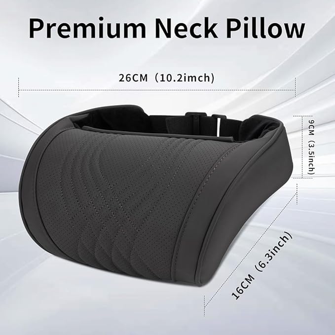 Car Headrest Memory Foam Neck Pillow for Driving with Leather Cover Soft Comfortable Seat Head Pillow Cushion for Most Cars SUV Sedan Home Office Black (1PC)