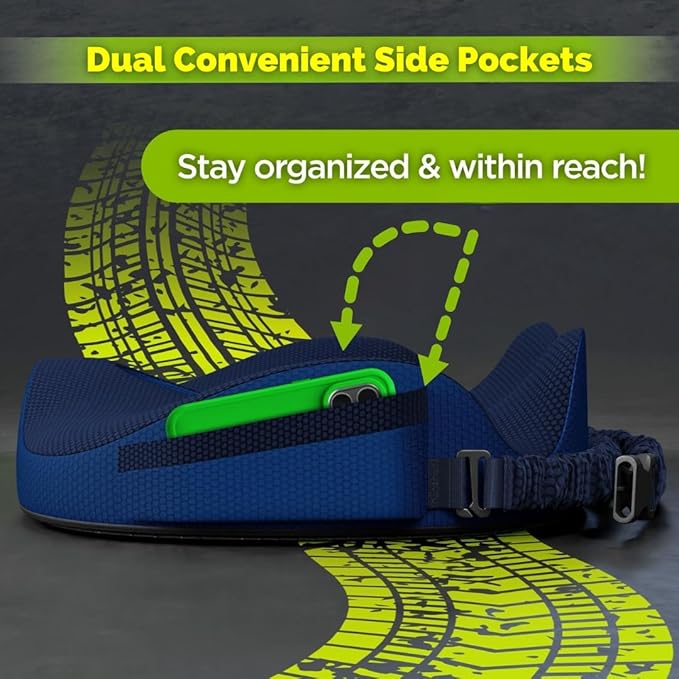 Truck Seat Cushion for Truck Driver Seat Cushion - Upgraded Back Support, CertiPUR-US® Certified - Thick Memory Foam, Pain Relief for Hours of Driving, Trucker Approved Big Rig - Navy