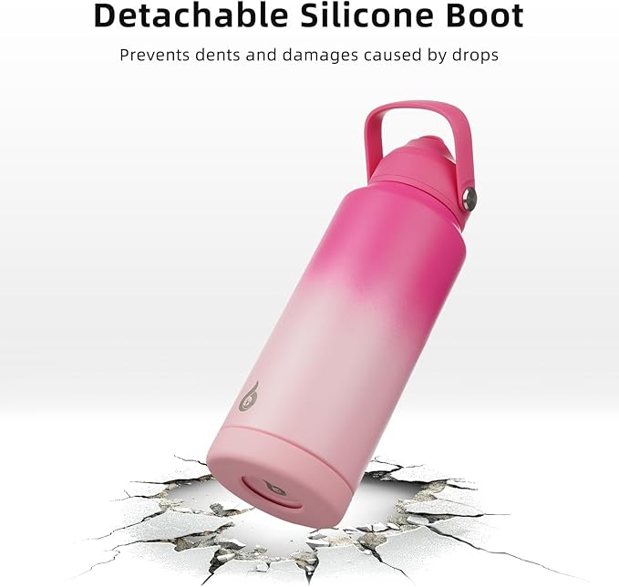 BJPKPK Insulated Water Bottle with Straw Lid, 40oz Large Thermo, BPA Free Leak Proof Stainless Steel Metal Water Bottles, Tumblers, Cups, Flasks for Travel, Sports,Cherry