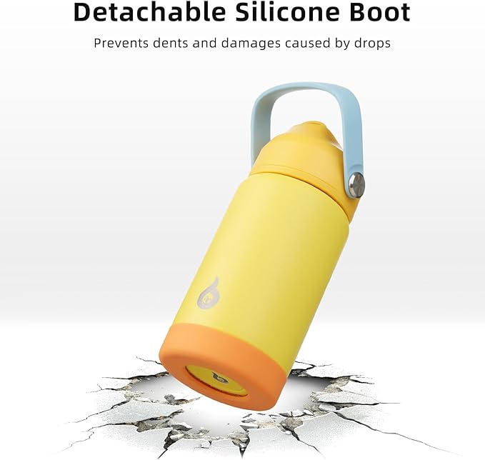 BJPKPK Insulated Water Bottle with Straw Lid, 12oz Thermo Water Bottles, Flex Handle & Non-slip Boot, BPA Free Leak Proof Stainless Steel Metal Thermo, Tumblers, Cups,Fresh Green