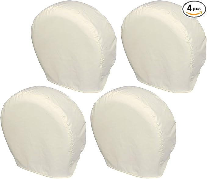 Explore Land Tire Covers 4 Pack - Tough Wheel Protector for Truck, SUV, Trailer, Camper, RV Universal Fits Tire Diameters 23-25.75 inches, White