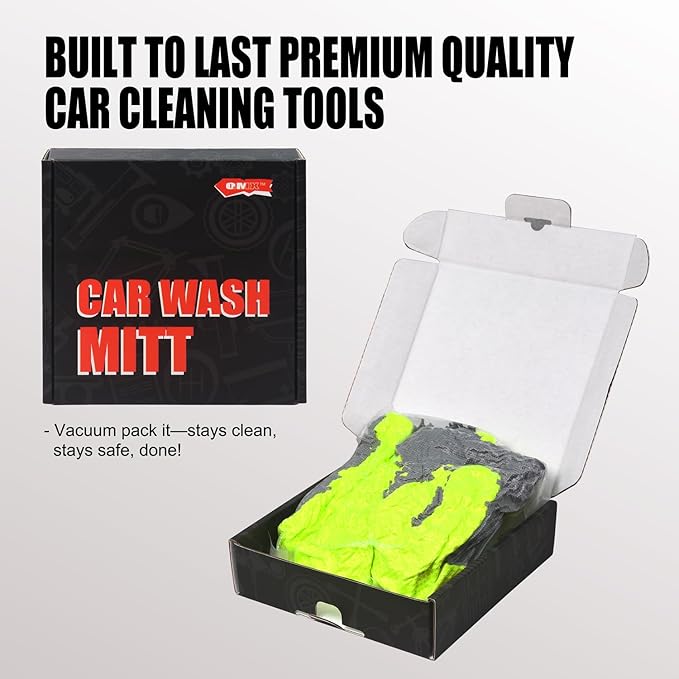 2-Pack Car Wash Mitt,Microfiber Scratch Free Auto Detailing Supplies for Cleaning, Washing Dusting,Thickened 5-Finger Design for Tight Spaces,Breathable Quick-Dry Green