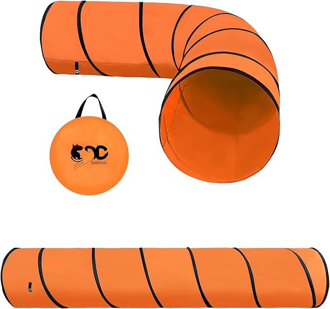 Dog Agility Tunnel, Dog Agility Equipment, Dog Agility Training with Carry Bag (Orange)