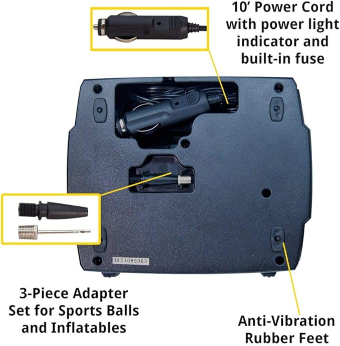 JACO SmartPro 12V Tire Inflator Air Compressor - Portable Automatic Digital Tire Pump (Max 100 PSI, 12-volt DC)