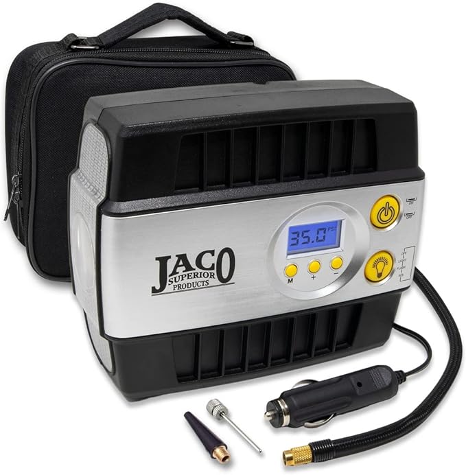 JACO SmartPro 12V Tire Inflator Air Compressor - Portable Automatic Digital Tire Pump (Max 100 PSI, 12-volt DC)