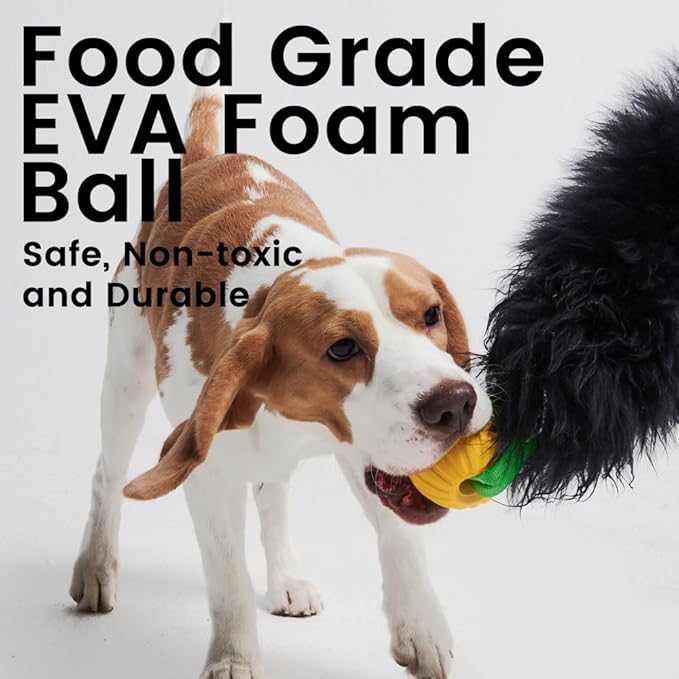 HOWGO Dog Rope Toy,Dog Bungee Chaser Toy 100% Sheepskin,Sheep Smell Tug Toy for All Breeds (Black, Short Without Ball)