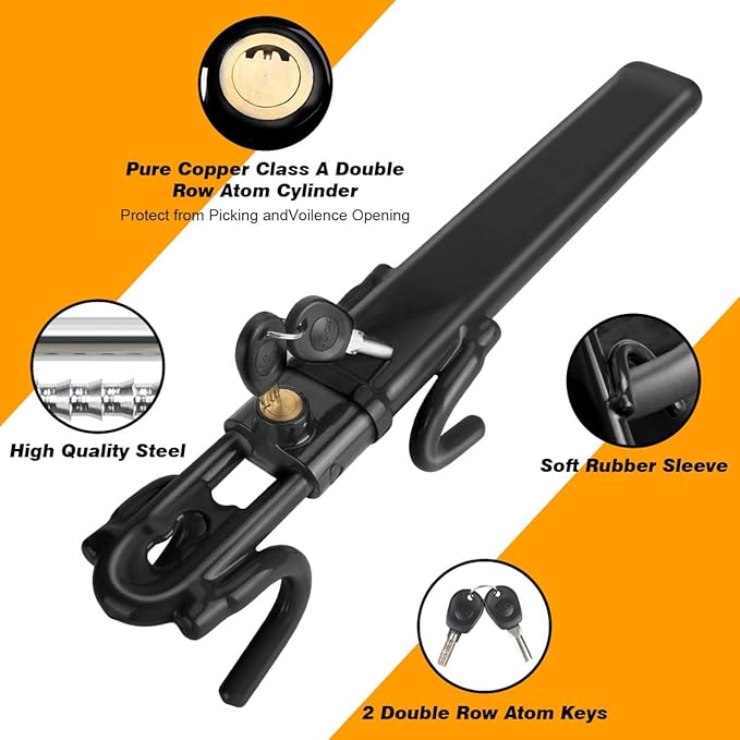 Car Steering Wheel Lock Anti-Theft Device,Black Car Lock Steering Wheel Lock Heavy Duty Anti Theft Car Device with Key