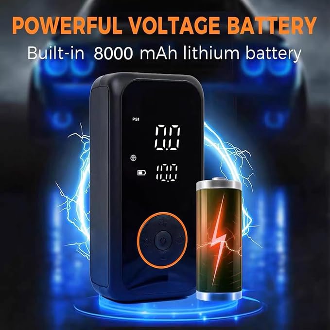 Tire Inflator Portable Air Compressor,150PSI Cordless Air Pump for Car Tires,Tire Inflators with Digital Pressure Gauge LED Light and Auto Shut-Off,Portable Tire Pump for Car,Bike,Motorcycle,Balls