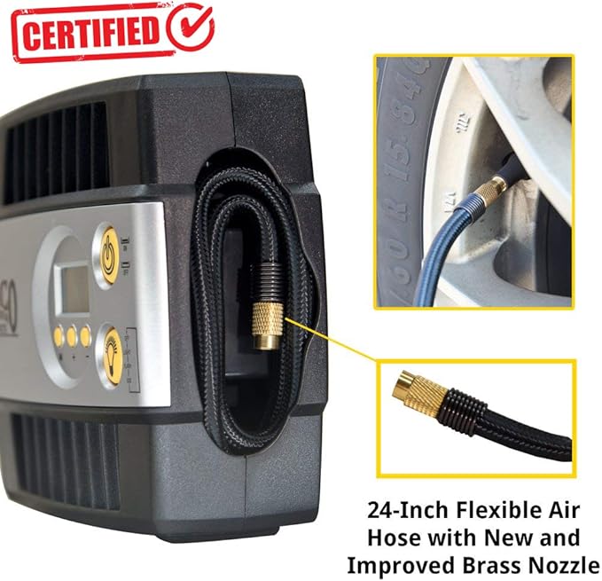 JACO SmartPro 12V Tire Inflator Air Compressor - Portable Automatic Digital Tire Pump (Max 100 PSI, 12-volt DC)