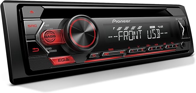 Pioneer DEH-S1200UB 1-Din CD Receiver – USB, AUX, FLAC Playback, AM/FM Radio, 50W x 4 Output, MIXTRAX, Detachable Face, Preset EQ, Bass Boost, Remote Control Included