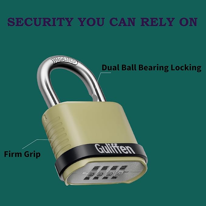 Outdoor Combination Lock, Heavy Duty Weatherproof Combination Padlock, 4 Pack Resettable Combination Lock for Locker, Shed, Garage, Gate, Fence