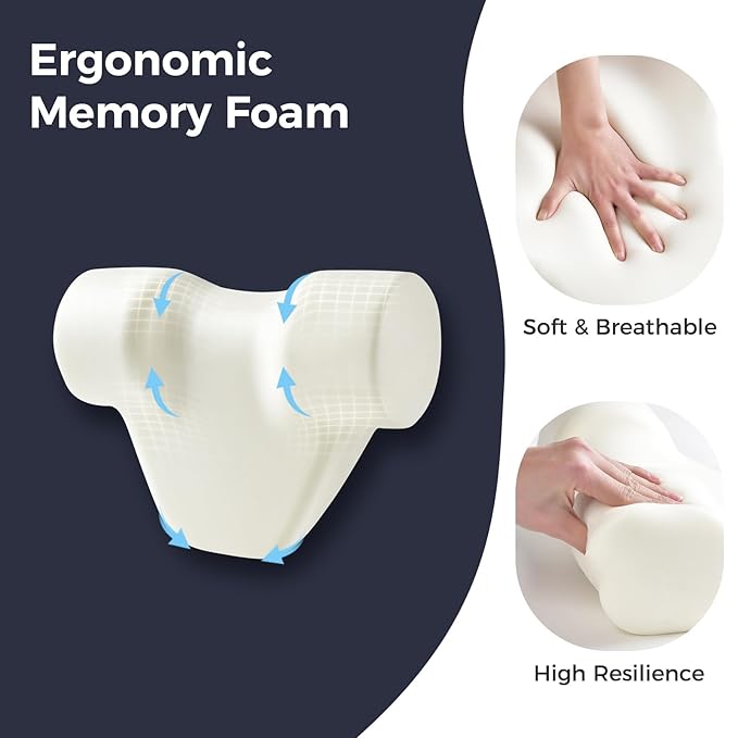 Coverado Car Headrest Pillow, Ergonomic Memory Foam Car Neck Pillow for Driving Seat with Adjustable Strap, Soft PU Leather Breathable Removable Cover Neck Support for Neck Pain Relief - Gray