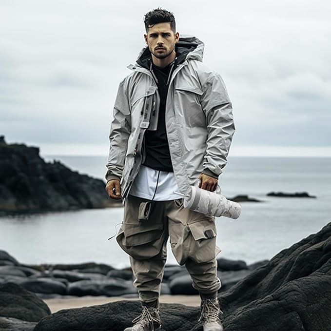 40 oz Camo Tumbler with Handle, 2-in-1 Straw and Sip Lid, Leakproof, Dishwasher Safe, Insulated Stainless Steel Travel Coffee Mug, Keeps Cold for 34 Hours, Fits in Car Cup Holder (Rose Dappled)