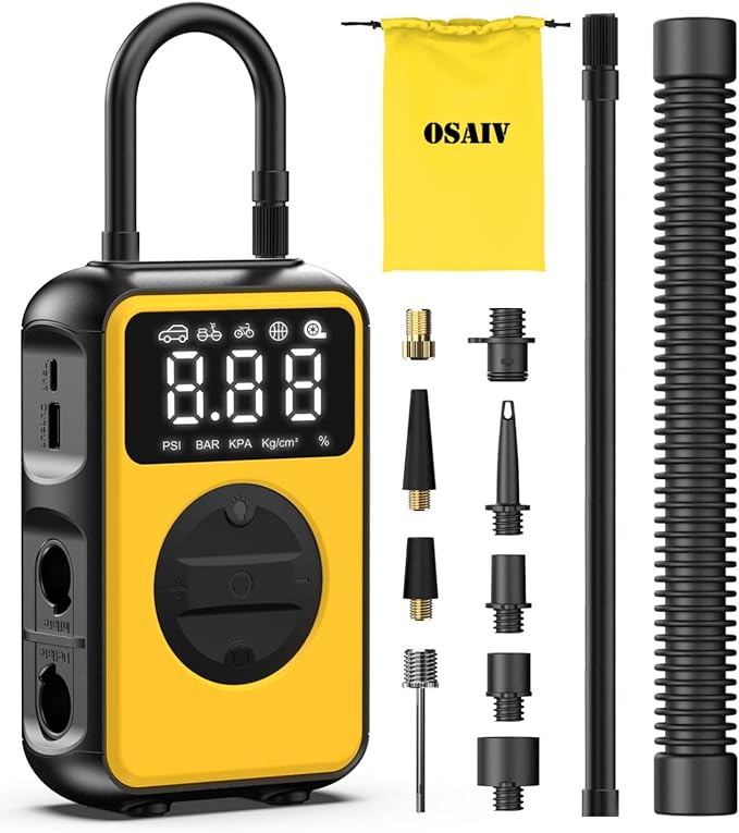 Tire Inflator Portable Air Compressor, 150PSI Cordless Tire Pump & 4.0 kPa Air Pump For Car, Sedans, Bicycle Tires, Air Mattresses and Inflatables