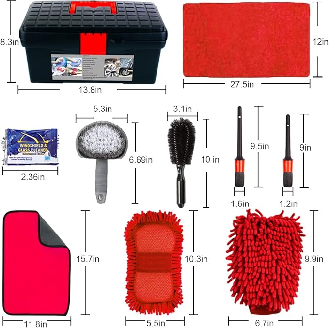 Car Wash Kit - Car Cleaning Kit Car Wash Cleaning Tools Kit with Car Wash Brush with Long Handle,Car Wash Mop,Microfiber Towels Car Detailing Kit
