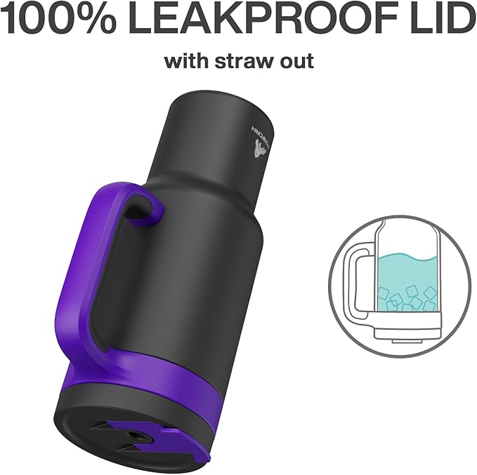 40 oz Tumbler with Handle, 2-in-1 Straw and Sip Lid, Leakproof, Dishwasher Safe, Insulated Stainless Steel Travel Coffee Mug, Keeps Cold for 34 Hours, Fits in Car Cup Holder (Iris)