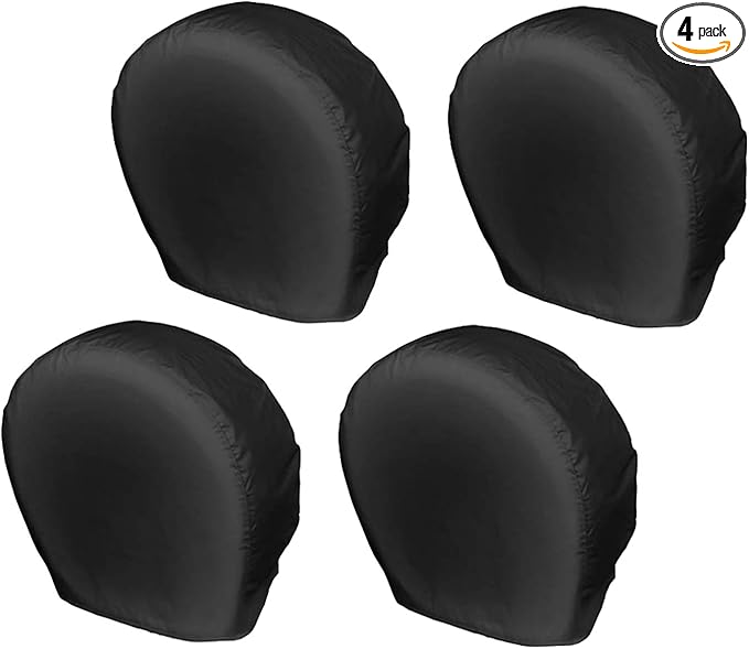 Explore Land Tire Covers 4 Pack - Tough Wheel Protector for Truck, SUV, Trailer, Camper, RV Universal Fits Tire Diameters 35''-38.75'', Black