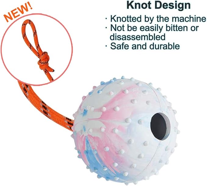 2 Pack Dog Ball, K9 Ball on Rope for Reward, Fetch, Play (6cm)