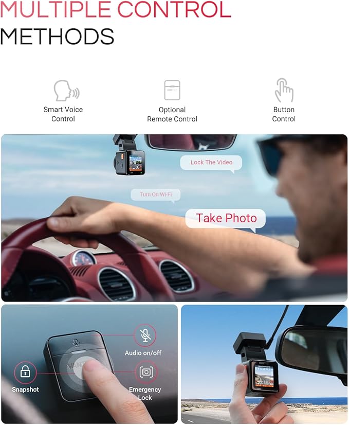 Vantrue E1 Pro 4K Mini Dash Cam Front, STARVIS 2 PlatePix HDR Night Vision Car Camera, Built-in 5G WiFi GPS, 1.54'' IPS Screen, Voice Control, 24/7 Buffered Parking Mode, Support 1TB Max