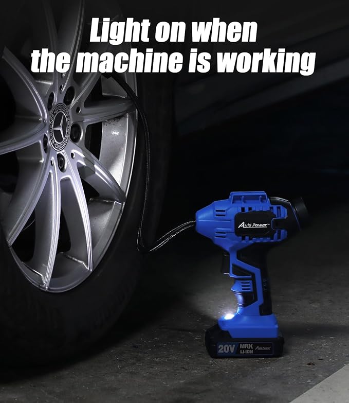 AVID POWER Tire Inflator Portable Air Compressor,20V Cordless Tire Pump, Rechargeable Air Pump for Car Tires and other Inflatables (Blue)