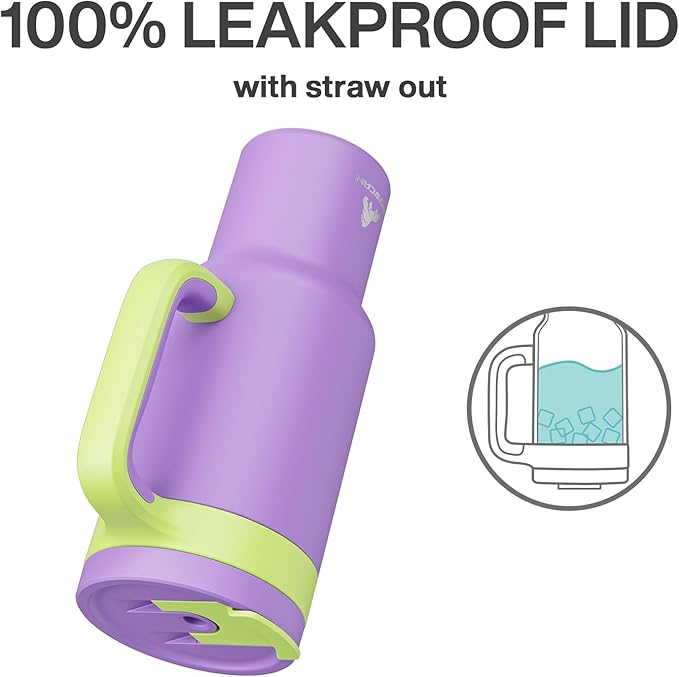 POWCAN 40 oz Tumbler with Handle, 2-in-1 Straw and Sip Lid, Leakproof, Dishwasher Safe, Insulated Stainless Steel Travel Coffee Mug, Keeps Cold for 34 Hours, Fits in Car Cup Holder (Wisteria)