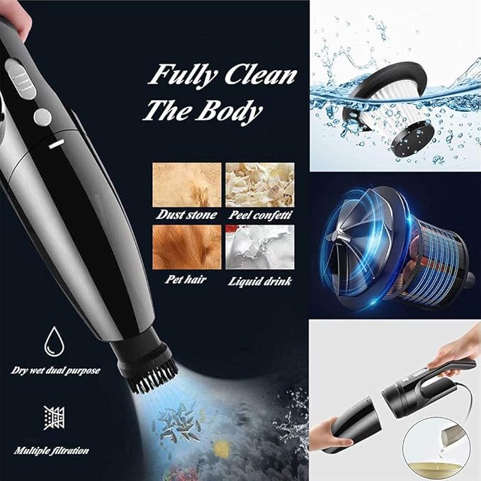 Car Cleaning Kit Car Wash Kit with High Power Handheld Vacuum Automobile Detailing Brush Kits Microfiber Towels Tire Brush Washing Mitt Sponge Safety Hammer Cleaning Wash Kits