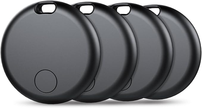 Air Tracker Tags-4 Pack: Smart Bluetooth Tracker, Item Finder Works with Apple Find My (iOS Only) App, Trakcer Tag Locator for Keys, Luggage, Satchel, weTag mini. (Not for Android Devices)