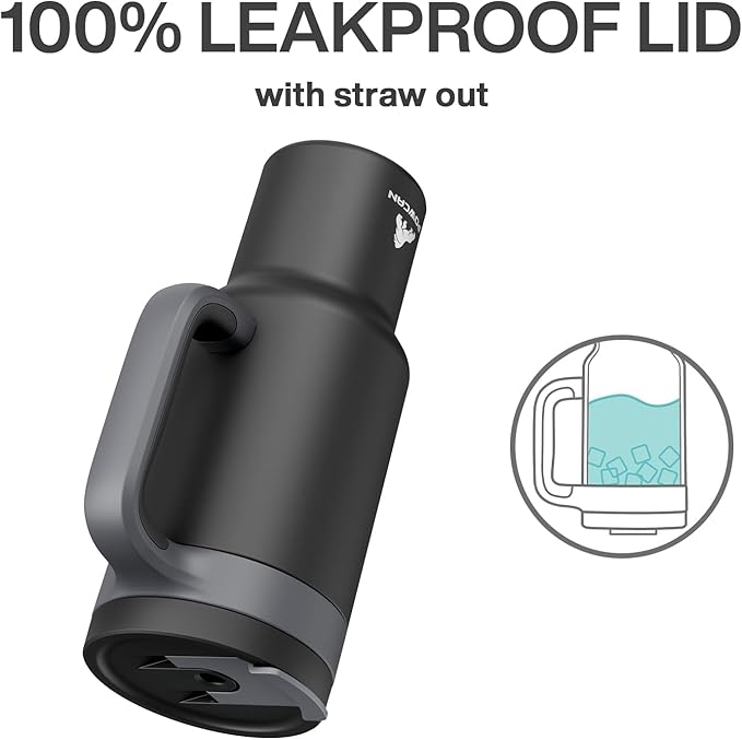 POWCAN 40 oz Tumbler with Handle, 2-in-1 Straw and Sip Lid, Leakproof, Dishwasher Safe, Insulated Stainless Steel Travel Coffee Mug, Keeps Cold for 34 Hours, Fits in Car Cup Holder (Midnight)