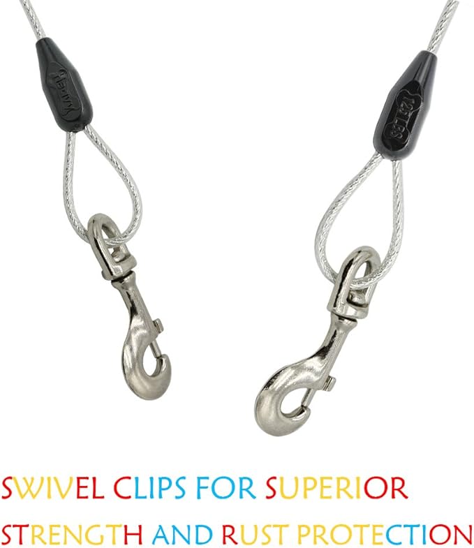 Petest 30ft Reflective Tie-Out Cable for Heavy Dogs Up to 125 Pounds